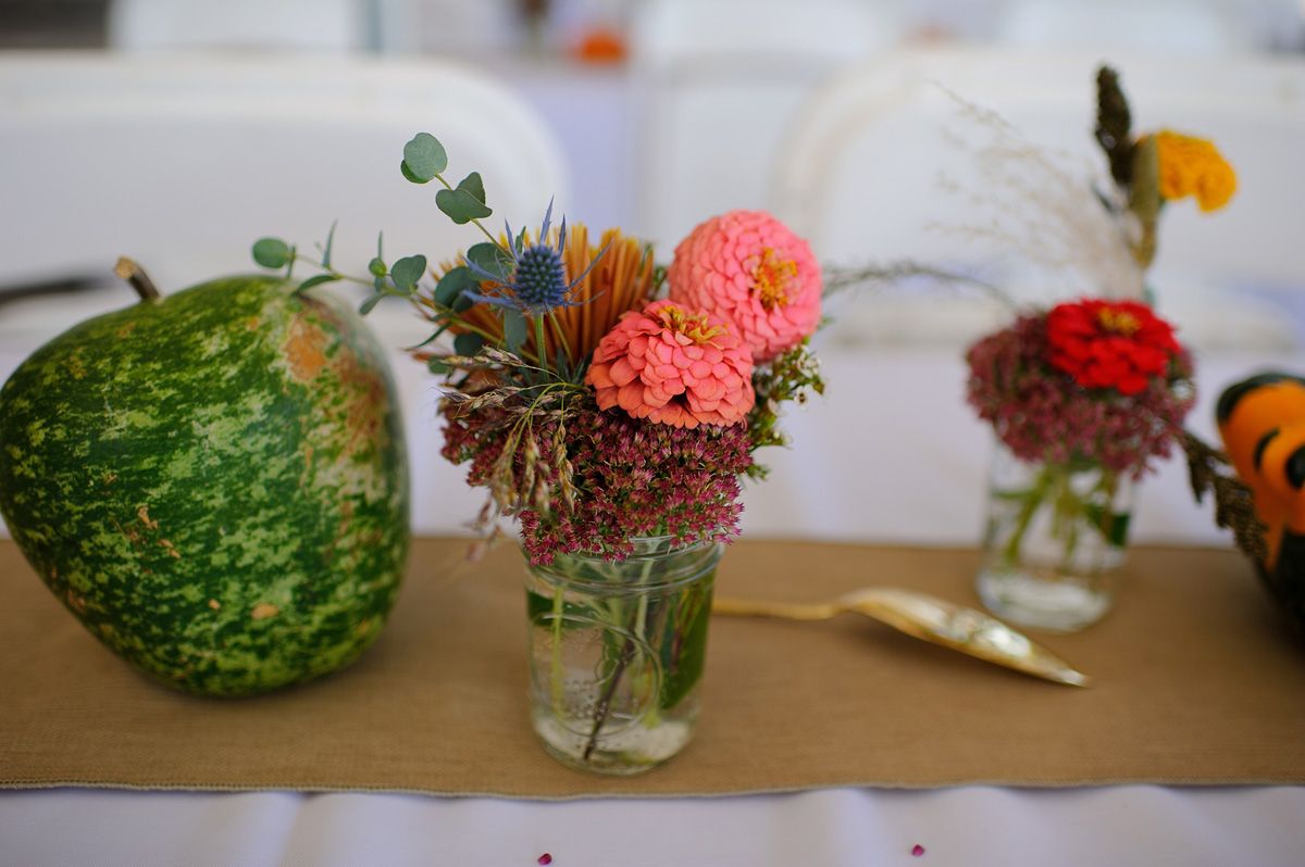 Flower Centerpieces for a barn wedding