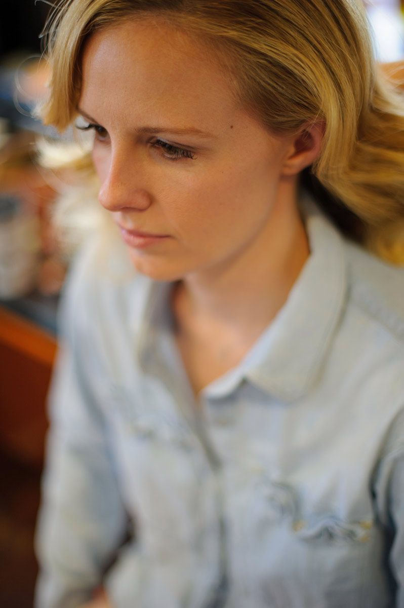 Portrait of a bride while getting her makeup done