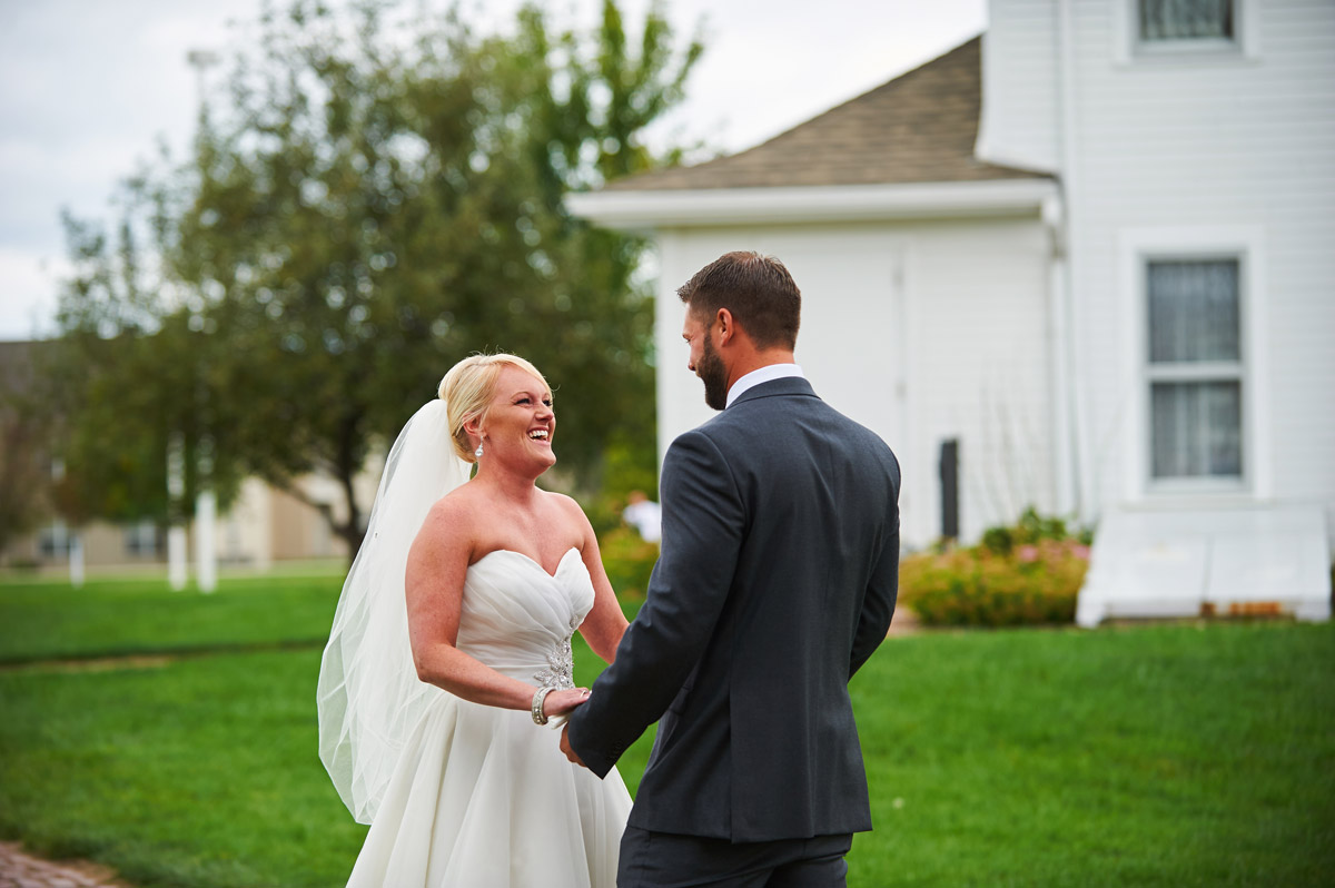 Bride and groom first look
